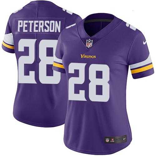 Women's Nike Minnesota Vikings #28 Adrian Peterson Purple Team Color Stitched NFL Vapor Untouchable Limited Jersey