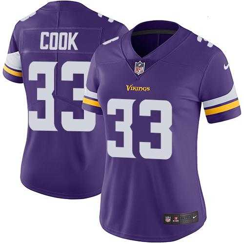 Women's Nike Minnesota Vikings #33 Dalvin Cook Purple Team Color Stitched NFL Vapor Untouchable Limited Jersey