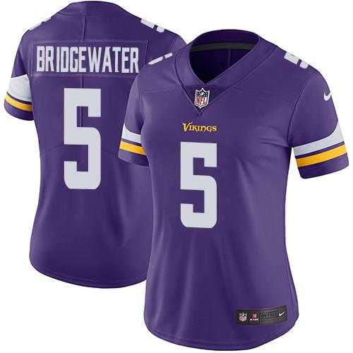 Women's Nike Minnesota Vikings #5 Teddy Bridgewater Purple Team Color Stitched NFL Vapor Untouchable Limited Jersey