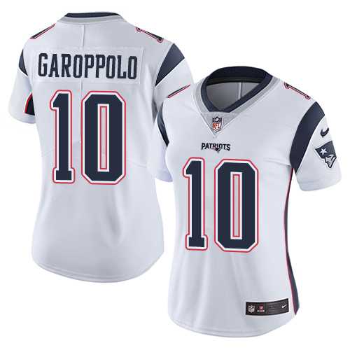 Women's Nike New England Patriots #10 Jimmy Garoppolo White Stitched NFL Vapor Untouchable Limited Jersey