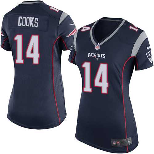 Women's Nike New England Patriots #14 Brandin Cooks Navy Blue Team Color Stitched NFL New Elite Jersey