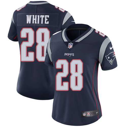 Women's Nike New England Patriots #28 James White Navy Blue Team Color Stitched NFL Vapor Untouchable Limited Jersey