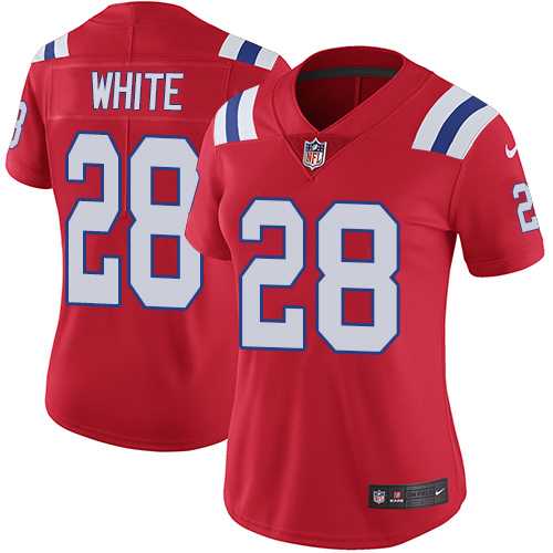 Women's Nike New England Patriots #28 James White Red Alternate Stitched NFL Vapor Untouchable Limited Jersey