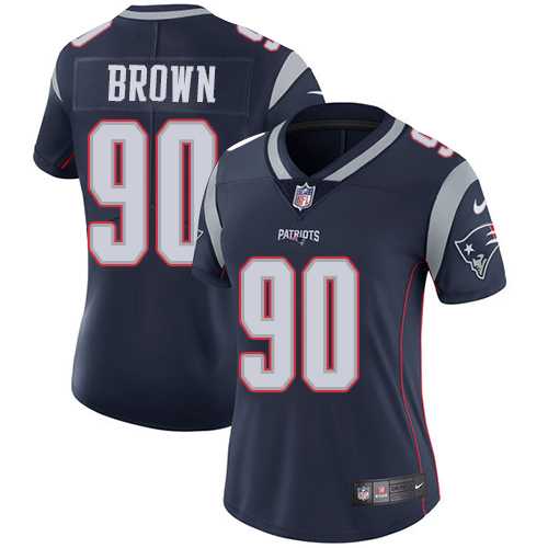 Women's Nike New England Patriots #90 Malcom Brown Navy Blue Team Color Stitched NFL Vapor Untouchable Limited Jersey
