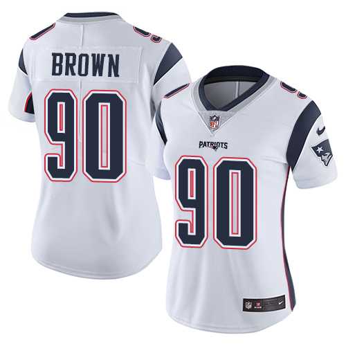 Women's Nike New England Patriots #90 Malcom Brown White Stitched NFL Vapor Untouchable Limited Jersey