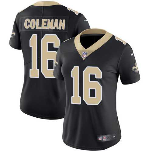 Women's Nike New Orleans Saints #16 Brandon Coleman Black Team Color Stitched NFL Vapor Untouchable Limited Jersey