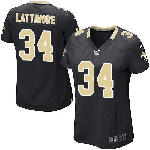 Women's Nike New Orleans Saints #34 Marshon Lattimore Black Team Color Stitched NFL Elite Jersey