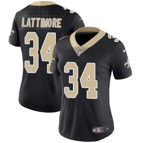 Women's Nike New Orleans Saints #34 Marshon Lattimore Black Team Color Stitched NFL Vapor Untouchable Limited Jersey