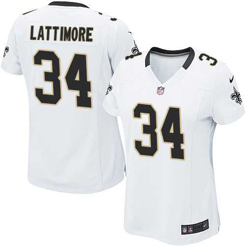 Women's Nike New Orleans Saints #34 Marshon Lattimore White Stitched NFL Elite Jersey