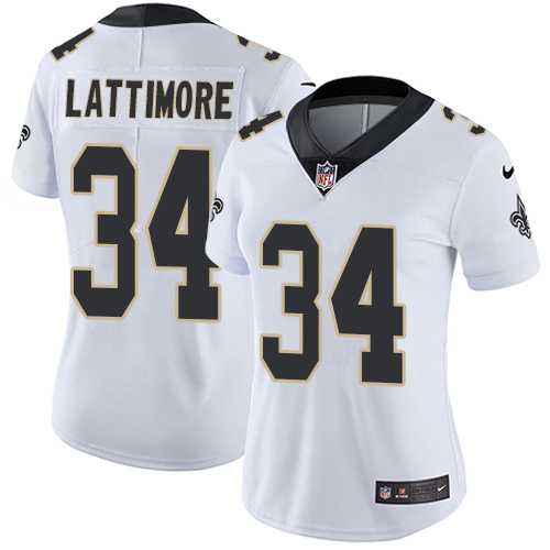 Women's Nike New Orleans Saints #34 Marshon Lattimore White Stitched NFL Vapor Untouchable Limited Jersey