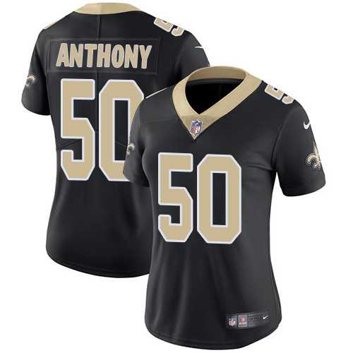 Women's Nike New Orleans Saints #50 Stephone Anthony Black Team Color Stitched NFL Vapor Untouchable Limited Jersey