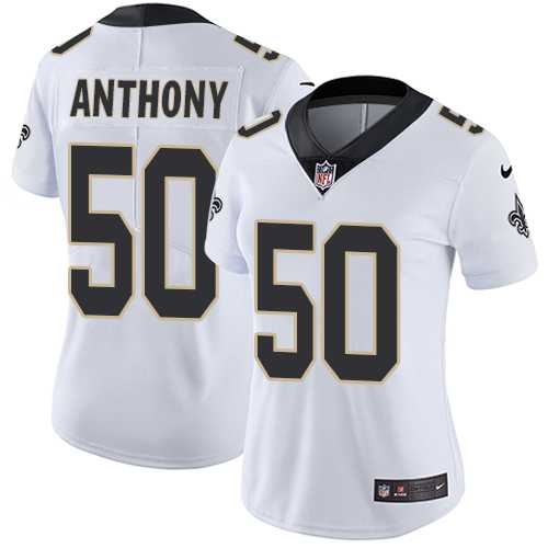 Women's Nike New Orleans Saints #50 Stephone Anthony White Stitched NFL Vapor Untouchable Limited Jersey Women's Nike New Orleans Saints #50 Stephone Anthony White Stitched NFL Vapor Untouchable Limited Jersey