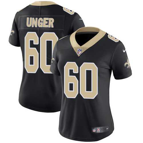 Women's Nike New Orleans Saints #60 Max Unger Black Team Color Stitched NFL Vapor Untouchable Limited Jersey