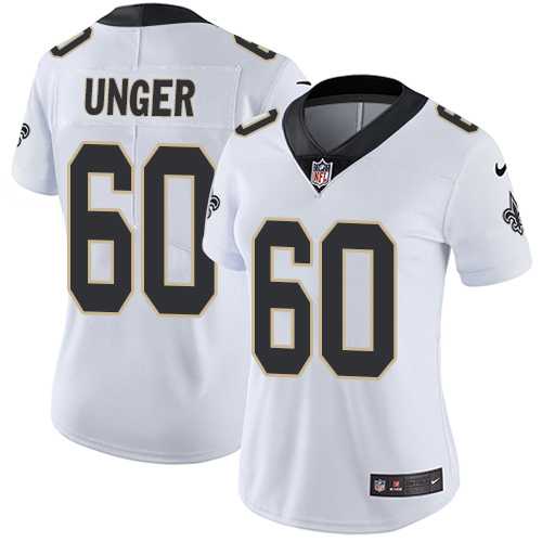 Women's Nike New Orleans Saints #60 Max Unger White Stitched NFL Vapor Untouchable Limited Jersey
