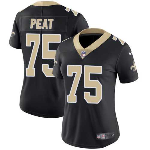Women's Nike New Orleans Saints #75 Andrus Peat Black Team Color Stitched NFL Vapor Untouchable Limited Jersey