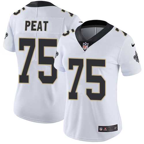 Women's Nike New Orleans Saints #75 Andrus Peat White Stitched NFL Vapor Untouchable Limited Jersey