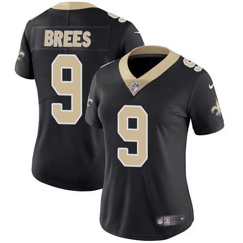 Women's Nike New Orleans Saints #9 Drew Brees Black Team Color Stitched NFL Vapor Untouchable Limited Jersey