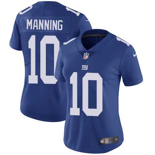 Women's Nike New York Giants #10 Eli Manning Royal Blue Team Color Stitched NFL Vapor Untouchable Limited Jersey