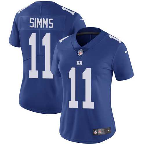 Women's Nike New York Giants #11 Phil Simms Royal Blue Team Color Stitched NFL Vapor Untouchable Limited Jersey
