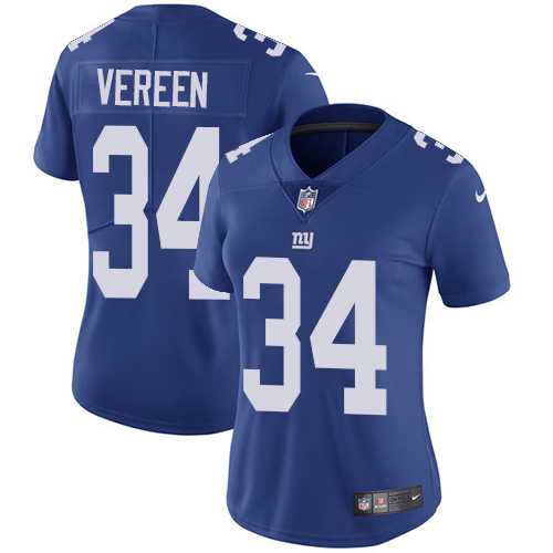 Women's Nike New York Giants #34 Shane Vereen Royal Blue Team Color Stitched NFL Vapor Untouchable Limited Jersey