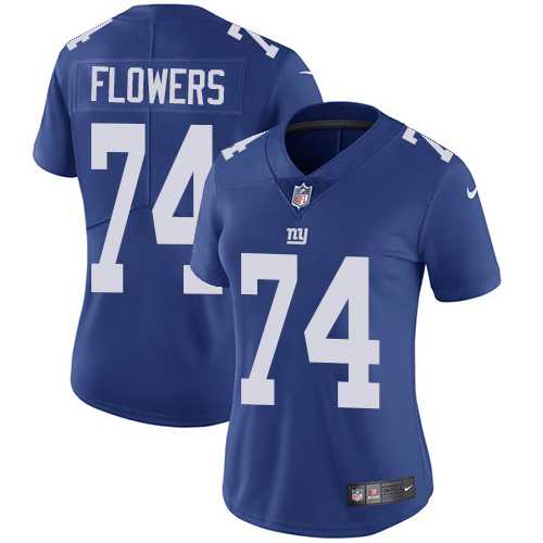 Women's Nike New York Giants #74 Ereck Flowers Royal Blue Team Color Stitched NFL Vapor Untouchable Limited Jersey