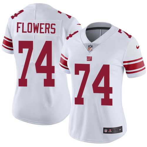 Women's Nike New York Giants #74 Ereck Flowers White Stitched NFL Vapor Untouchable Limited Jersey