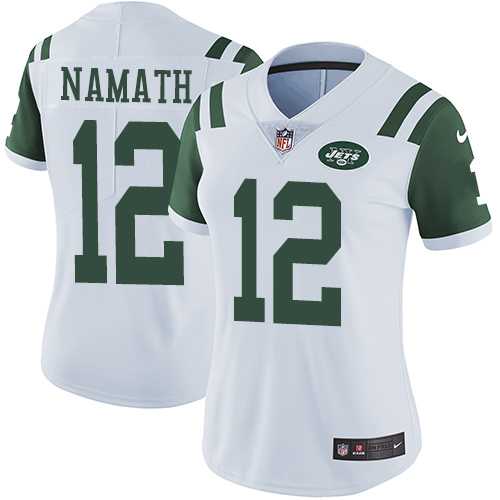 Women's Nike New York Jets #12 Joe Namath White Stitched NFL Vapor Untouchable Limited Jersey Women's Nike New York Jets #12 Joe Namath White Stitched NFL Vapor Untouchable Limited Jersey