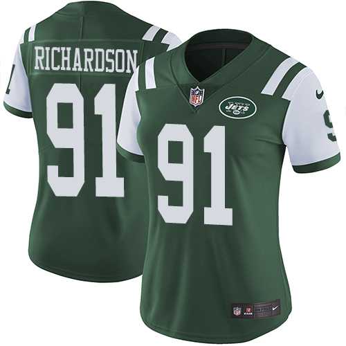 Women's Nike New York Jets #91 Sheldon Richardson Green Team Color Stitched NFL Vapor Untouchable Limited Jersey
