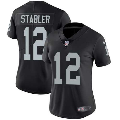 Women's Nike Oakland Raiders #12 Kenny Stabler Black Team Color Stitched NFL Vapor Untouchable Limited Jersey
