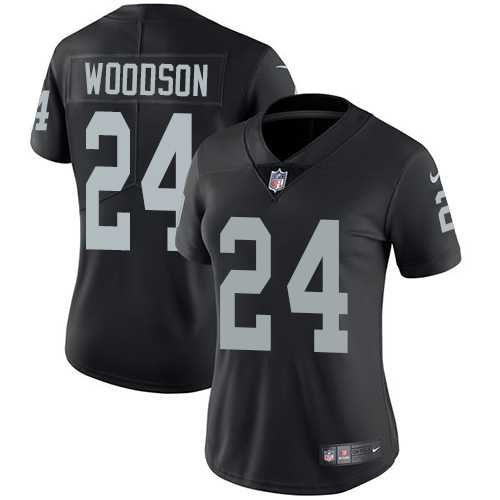 Women's Nike Oakland Raiders #24 Charles Woodson Black Team Color Stitched NFL Vapor Untouchable Limited Jersey