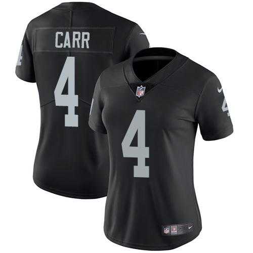 Women's Nike Oakland Raiders #4 Derek Carr Black Stitched NFL Vapor Untouchable Limited Jersey