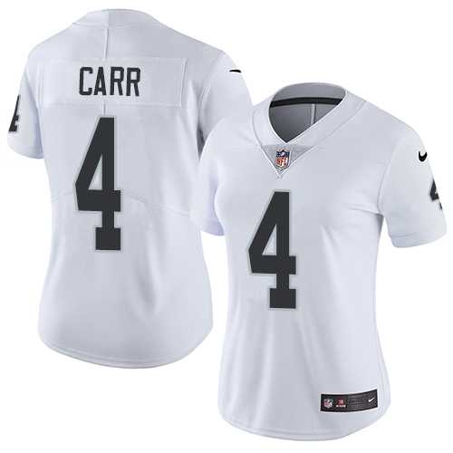 Women's Nike Oakland Raiders #4 Derek Carr White Stitched NFL Vapor Untouchable Limited Jersey