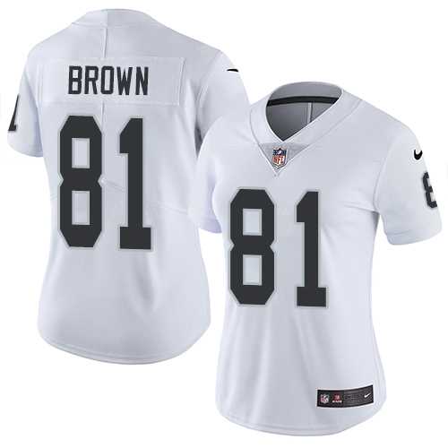 Women's Nike Oakland Raiders #81 Tim Brown White Stitched NFL Vapor Untouchable Limited Jersey