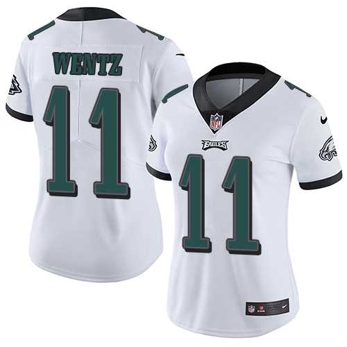 Women's Nike Philadelphia Eagles #11 Carson Wentz White Stitched NFL Vapor Untouchable Limited Jersey