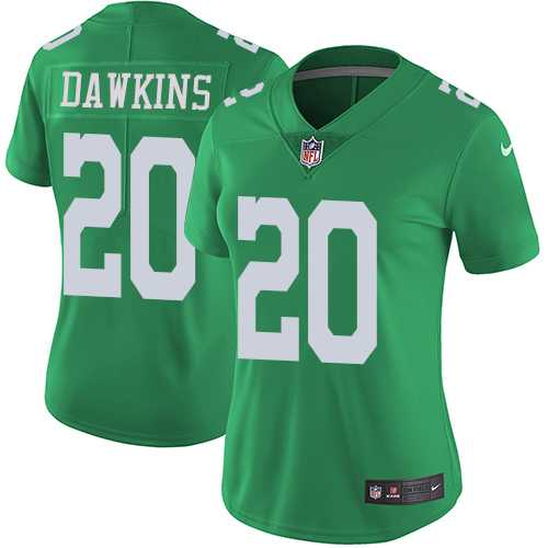 Women's Nike Philadelphia Eagles #20 Brian Dawkins Green Stitched NFL Limited Rush Jersey