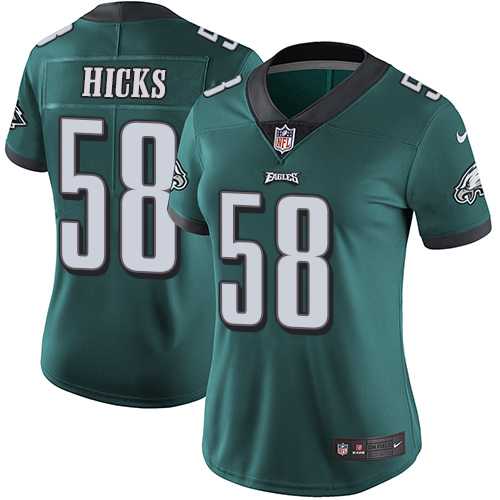 Women's Nike Philadelphia Eagles #58 Jordan Hicks Midnight Green Team Color Stitched NFL Vapor Untouchable Limited Jersey