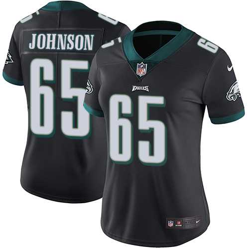 Women's Nike Philadelphia Eagles #65 Lane Johnson Black Alternate Stitched NFL Vapor Untouchable Limited Jersey