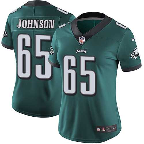 Women's Nike Philadelphia Eagles #65 Lane Johnson Midnight Green Team Color Stitched NFL Vapor Untouchable Limited Jersey