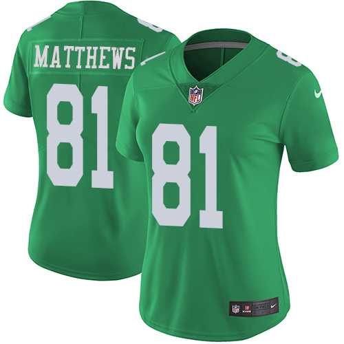 Women's Nike Philadelphia Eagles #81 Jordan Matthews Green Stitched NFL Limited Rush Jersey