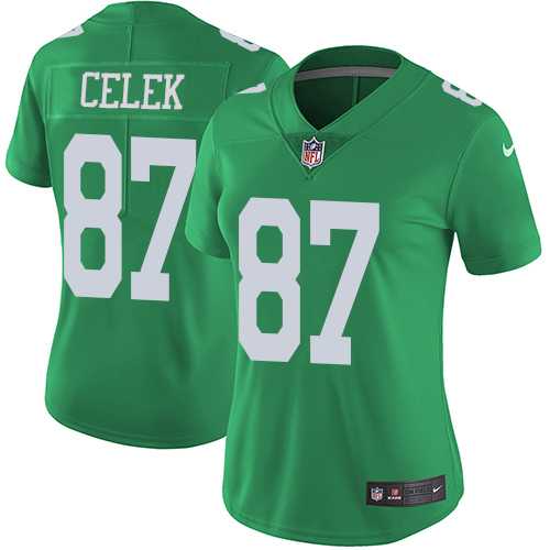 Women's Nike Philadelphia Eagles #87 Brent Celek Green Stitched NFL Limited Rush Jersey