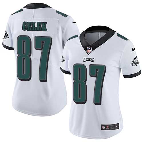 Women's Nike Philadelphia Eagles #87 Brent Celek White Stitched NFL Vapor Untouchable Limited Jersey