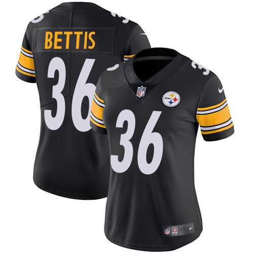 Women's Nike Pittsburgh Steelers #36 Jerome Bettis Black Team Color Stitched NFL Vapor Untouchable Limited Jersey