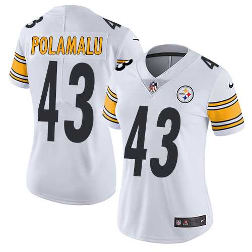 Women's Nike Pittsburgh Steelers #43 Troy Polamalu White Stitched NFL Vapor Untouchable Limited Jersey