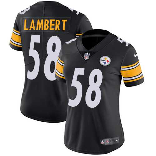 Women's Nike Pittsburgh Steelers #58 Jack Lambert Black Team Color Stitched NFL Vapor Untouchable Limited Jersey