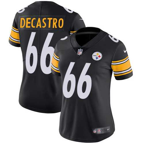 Women's Nike Pittsburgh Steelers #66 David DeCastro Black Team Color Stitched NFL Vapor Untouchable Limited Jersey