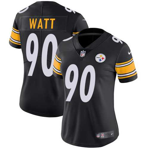 Women's Nike Pittsburgh Steelers #90 T. J. Watt Black Team Color Stitched NFL Vapor Untouchable Limited Jersey