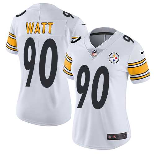 Women's Nike Pittsburgh Steelers #90 T. J. Watt White Stitched NFL Vapor Untouchable Limited Jersey