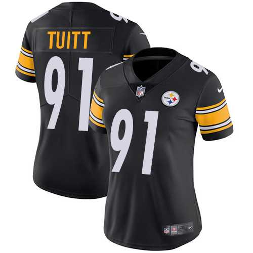 Women's Nike Pittsburgh Steelers #91 Stephon Tuitt Black Team Color Stitched NFL Vapor Untouchable Limited Jersey