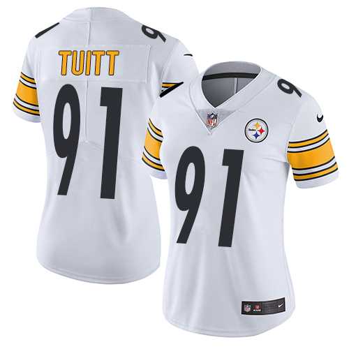 Women's Nike Pittsburgh Steelers #91 Stephon Tuitt White Stitched NFL Vapor Untouchable Limited Jersey