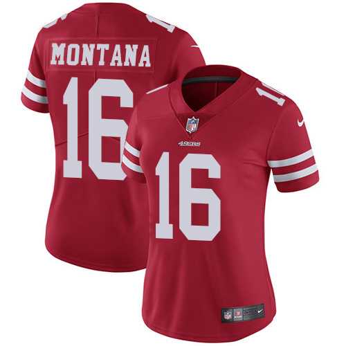 Women's Nike San Francisco 49ers #16 Joe Montana Red Team Color Stitched NFL Vapor Untouchable Limited Jersey